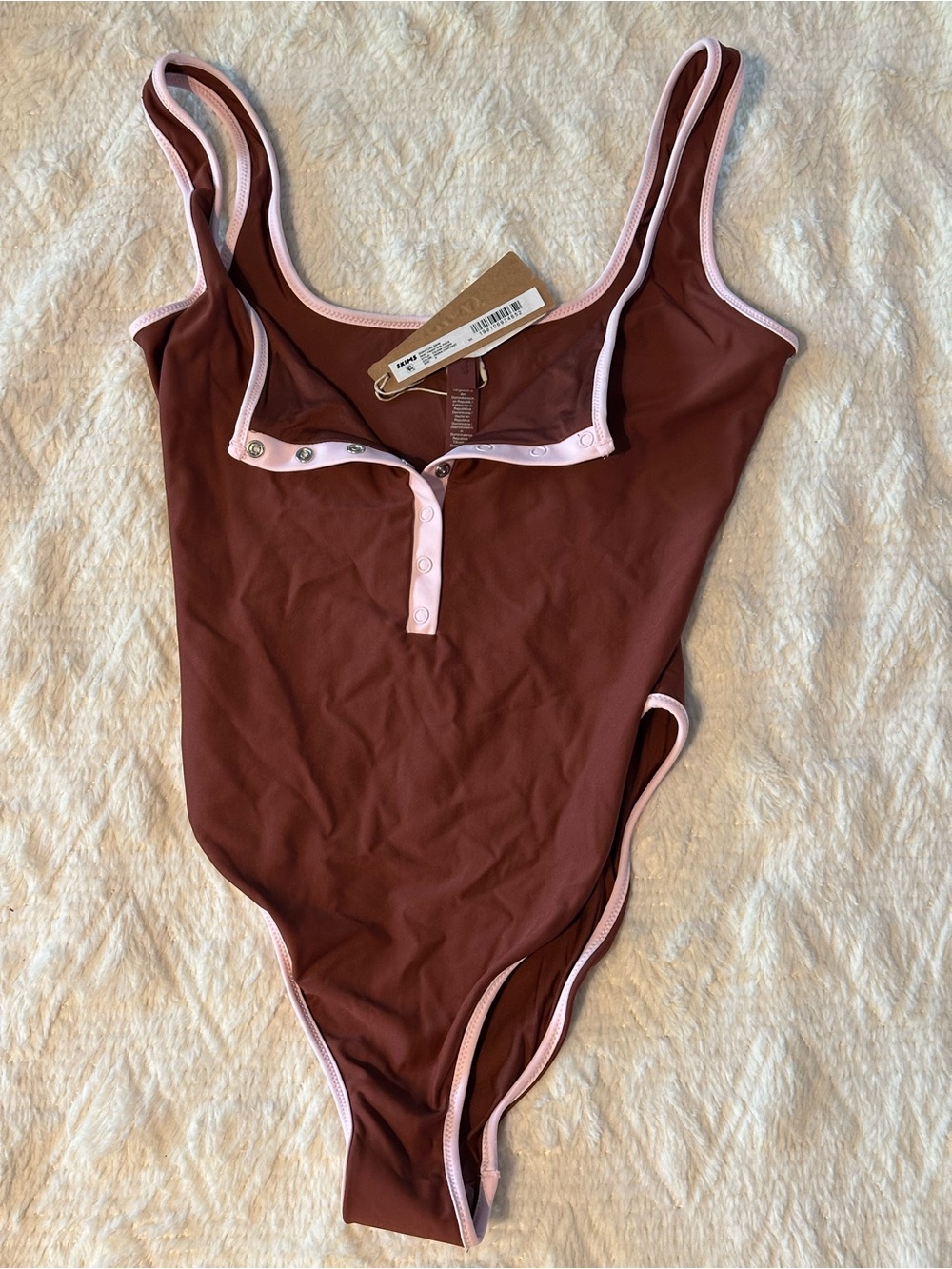 SKIMS Henna Contrast One-Piece with Pink Trim - NWT